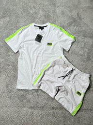 CONJUNTO CORTO - EA7 BLANCO/VERDE FLUO