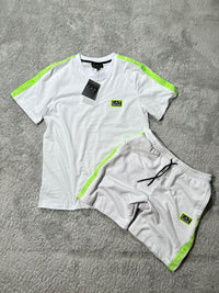 CONJUNTO CORTO - EA7 BLANCO/VERDE FLUO